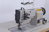 Machine à coudre industrielle HUAMEI 842 à double aiguille, point noué, plate, avec moteur, pied entraîneur haute vitesse pour cuir