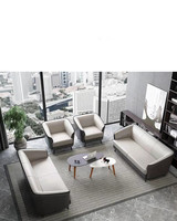 Ensemble de canapés de réception en cuir courbé moderne, sièges minimalistes pour salon d'affaires, mobilier pour hall d'hôtel et salle d'attente