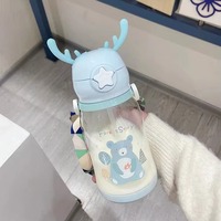 Gobelet d'eau pour enfants en plastique PC sans BPA personnalisé, bouteille de lait ou de jus mignonne à motif de dessin animé avec sangle pour l'été, idéale comme cadeau promotionnel