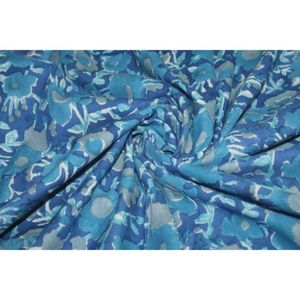 Tissu imprimé à la main Sanganeri bleu indien, 100% coton, pour la décoration de la maison, matériau de rembourrage - Product Image 6