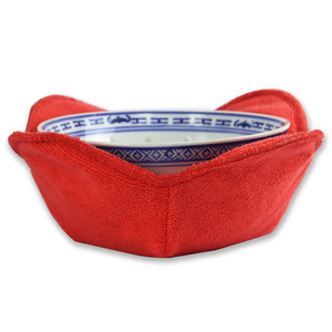 Terry Cloth Bowl Cozy Holder Set Of 4 Solid Color Round Kitchen Microwave Food Heating Pad Machine Washable - Product Image 3