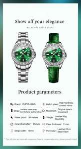 Orologio da <span class=keywords><strong>Donna</strong></span> <span class=keywords><strong>di</strong></span> Alta Qualità 9945, 50 Pezzi, Logo Personalizzato, Rotondo Verde, Moda Lusso, Marca in Acciaio Inossidabile, Orologio Casual - Product Image 6