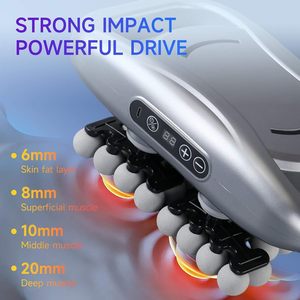 Pistolet de massage rechargeable sans fil avec lumière LED rouge et plusieurs têtes de massage - Product Image 4