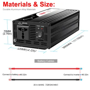 CNSWIPOWER 600 Watt Pure Sine Wave Power Inverter 12V DC To 220V AC For Home Worksites Boats Cars 240V