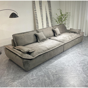 <b>Sofa</b> L-Shaped Straight Creamy Fabric Upholstered Foam Filling Living Room Furniture - Product Image 3