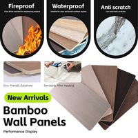 Panneaux muraux en bambou d'intérieur, directement de l'usine, résistants à l'humidité, panneaux muraux décoratifs en PVC à grain de bois pour mur TV ou tête de lit.