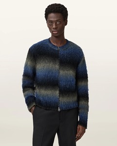 <span class=keywords><strong>Cardigan</strong></span> <span class=keywords><strong>Uomo</strong></span> <span class=keywords><strong>Blu</strong></span> Nero Ombré con Zip, Giacca in Maglia Sfumata Effetto Peluche - Product Image 1