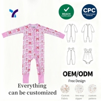 Combinaisons pour bébés nouveau-nés à double fermeture éclair CPC/REACH, coutures lisses, impression personnalisée, vente en gros, faible MOQ