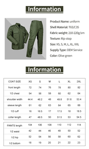 올리브 그린 4포켓 <span class=keywords><strong>BDU</strong></span> 수트 남성용 유니폼 전술 의류 재킷 위장복 - Product Image 2