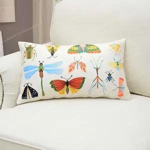 Boho dekorative Überwurf-Kissenbezüge besticktes Blumenmuster quadratische Kissenbezüge für Couch Sofa Schlafzimmer Dekor Kissenbezug