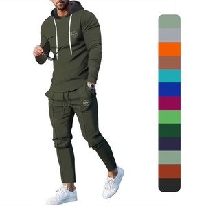 Otoño Invierno logotipo personalizado tela suave poliéster viaje ocio <span class=keywords><strong>Slim</strong></span>-Fit hombres conjuntos ropa deportiva chándal alta calidad chándal - Product Image 2