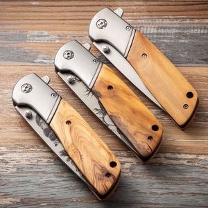 Couteau de poche multifonctionnel de survie personnalisé en gros, lame en acier inoxydable durable, manche en bois d'olivier pour l'autodéfense - Product Image 4