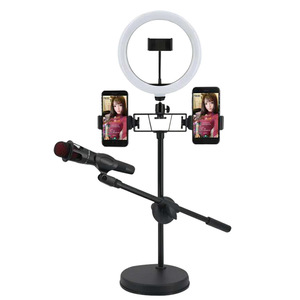 Support de diffusion en direct avec anneau lumineux et microphone pour téléphone portable, configuration double, photographie e-commerce, karaoké, utilisation sur ordinateur de bureau - Product Image 2