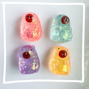 Creative Capybara <b>Squishy</b> Squeeze Water Piggy Anxiety Relief Stress-Relief Decompression Plastic Gold Powder Molasses Party Toy - Product Image 2