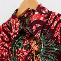 Kain Twill Ankara Wax Print Glitter Emas Grosir 100% Poliester Kain Batik Afrika Motif Bunga Merah untuk Wanita dan Anak Perempuan