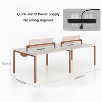 Bureau en bois durable moderne | Écran de confidentialité en acrylique | Boîte de prise de courant intégrée | Commercial réglable écologique