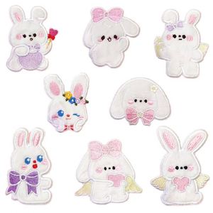 NODA Stock Self Sticker Kawaii Embroidery Cartoon Furry Rabbit Patch for Bag Phone case Decoration - Product Image 1