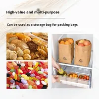 Sacs d'emballage alimentaire jetables en papier kraft à fond carré pour hamburgers et pains à emporter, épais, laminés, imprimés, sans plastique