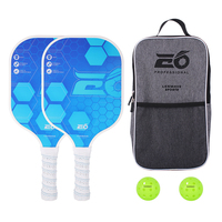Raquette de pickleball en fibre de carbone personnalisée, professionnelle, légère, 14 mm, avec balles de pickleball
