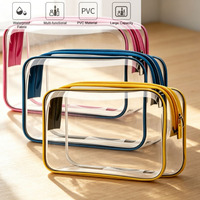 Sac de voyage cosmétique et de toilette transparent personnalisé, étanche, avec fermeture éclair, pour le rangement et l'organisation en gros
