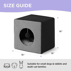 2024 neue moderne tragbare Luxus große schwarz weiß Oxford Würfel Haustier Katze Höhle Bett Multi Größe mit rutsch festen Boden für Katzen Hunde - Product Image 3