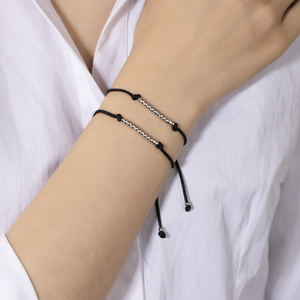 Friendship Stainless Steel Bead Cord <strong>Morse</strong> <strong>Code</strong> <strong>Bracelet</strong> Adjustable <strong>Bracelet</strong> - Product Image 5