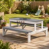 Ensemble de table de pique-nique et cuisine de jeu d'extérieur pour enfants, table et banc en bois pour jeux d'imitation pour jardin, personnalisable OEM ODM