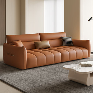 Ensemble de canapés de salon moderne de luxe noir en cuir véritable - Product Image 2