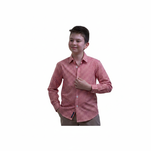เสื้อคอปกลายตาหมากรุกสีขาวสีแดง exve itayan - Product Image 2