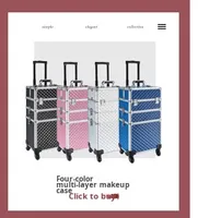 Chariot à maquillage roulant de luxe avec lumières LED Connectivité Bluetooth Boîte de rangement pour maquilleur et valise de cabine cosmétique