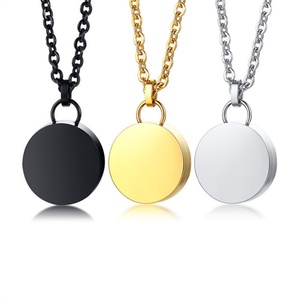 Dainty Stainless Steel Round Gold Plated Pet Cremation Pendant Necklace with <b>Rope</b> <b>Chain</b>-Wedding Engagement & Party Gift - Product Image 2