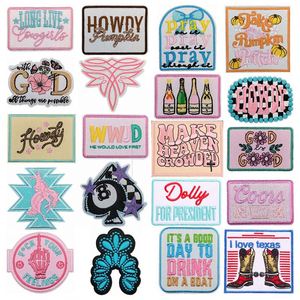 Patchs brodés thermocollants personnalisés avec logo pour casquettes de camionneur, vêtements et sacs – Motifs Western Cowboys et Cowgirls - Product Image 1