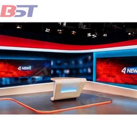 Table de diffusion radio personnalisée en pierre artificielle blanche avec éclairage LED