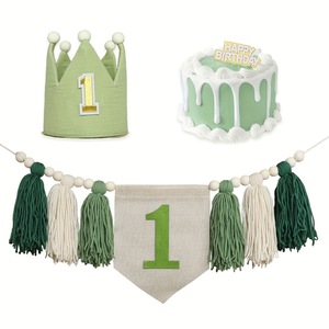 Lot de Décorations Premier Anniversaire Bébé : Guirlande à Pompons pour Chaise Haute et Chapeau, <span class=keywords><strong>Cadeau</strong></span> de Douche pour Garçons et Filles - Product Image 3