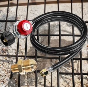Regulador de propano de alta presión ajustable de 20 PSI con manguera, manguera reguladora de parrilla de <span class=keywords><strong>Gas</strong></span> LP con accesorio de tubería 1/8 MNPT para QCC1 - Product Image 6