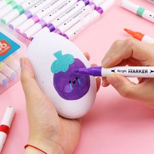 Custom Logo 12 <b>18</b> 24 36 48 Colored Double Head Acrylic Oily Markers Dual Tip Brush Colored Pen for Art Marker Pen Set - Product Image 3