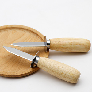 Couteau à huîtres en acier inoxydable Outils de cuisine pour fruits de mer avec coquille de pétoncle en bois Coupeur de coquillages Ouvreur de fruits de mer - Product Image 4