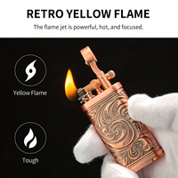 Briquet à flamme jet CIGARLOONG coupe-vent avec finition bronze antique, design portable pour les amateurs de tabac et les voyages en extérieur