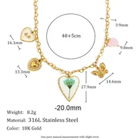 Coloré mode été bijoux 18K or acier inoxydable plaqué Long coeur pendentif collier polyvalent à la mode nouveau