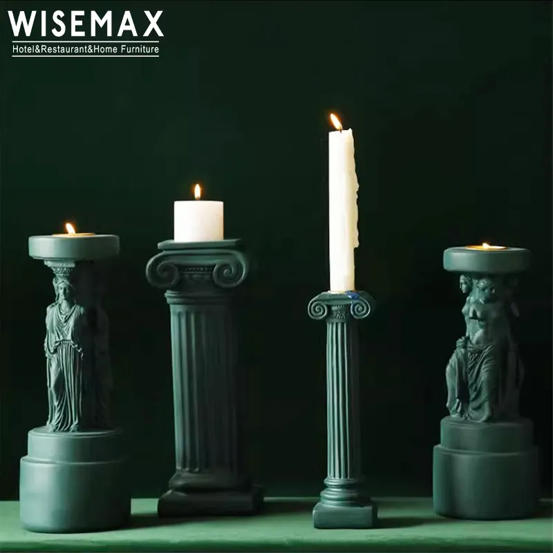 WISEMAX Creek Venus Goddess Roman Column Retro Resin Desktop Craft Sculpture Candle Stand Home Decor Wedding Elegant Candelabra