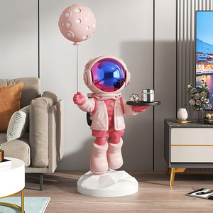 Hot Sell Lift Size Large Astronaut With Balloon Resin Sculpture Astronaut Tray 80CM For Housewarming Gift Sculpture