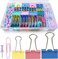 Surtido de Tamaños, Juego de 240 Clips de Oficina de Colores, Pinzas para Papel, Tachuelas, Material Escolar para Oficina y Hogar