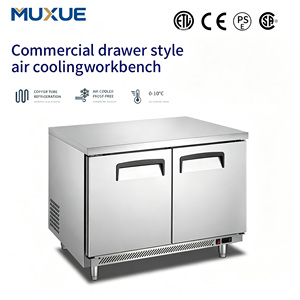Réfrigérateur-congélateur commercial sous comptoir 48 pouces 110V 60Hz R290, 2 portes, 340L, en acier inoxydable, pour cuisine - Product Image 1