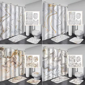 Элегантный персонализированный коврик для ванной комнаты и мраморные душевые шторы моющиеся Индивидуальные цифровые печатные наборы