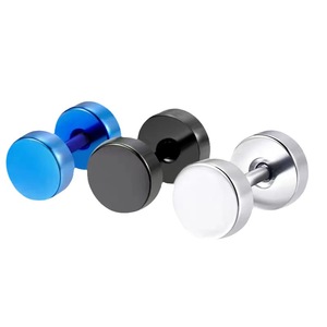 Boucles d'oreilles à clous en acier, style barbell, rondes, géométriques, unisexes, pour un usage quotidien, de 3 mm à 14 mm - Product Image 5