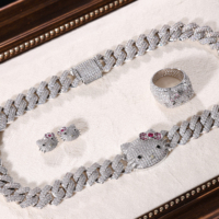 Nouvel ensemble de bijoux Hello Kitty de haute qualité 2026, en laiton serti de zircons 5A, collier, bague et boucles d'oreilles, cadeau idéal, dropshipping