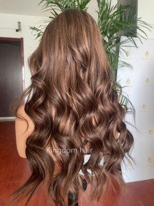 Perruque Lace Front avec Cheveux de Bébé, Cheveux Européens Remy, Mèches Caramel, Sans Colle et Nœuds Décolorés pour Femmes Souffrant de Perte de Cheveux - Product Image 4