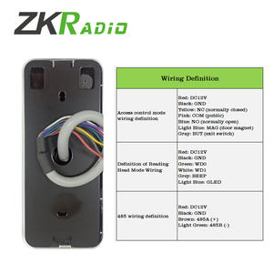 Lector ZKRADIO montado en la pared QR + <span class=keywords><strong>RFID</strong></span> 2-In con salida WG26/34 y RS485 para sistema de control de acceso - Product Image 4