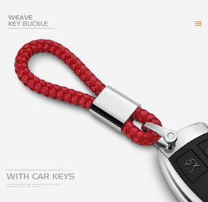 Porte-clés en cuir PU tissé à la main de haute qualité avec pendentif logo de voiture, personnalisable, en métal, vente en gros - Product Image 5