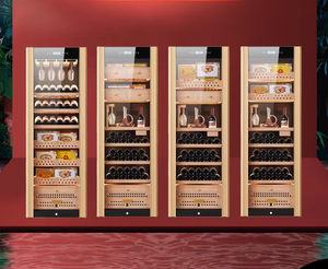 กล่องไม้ซิการ์สีแดงระบบคู่อัจฉริยะหรูหราตู้เก็บความชื้นอุณหภูมิคงที่สีทองกุหลาบประตูเดียว - Product Image 1